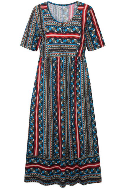 Ulla Popken Sommerkleid Jerseykleid Bordüre A-Linie Rundhals Halbarm günstig online kaufen