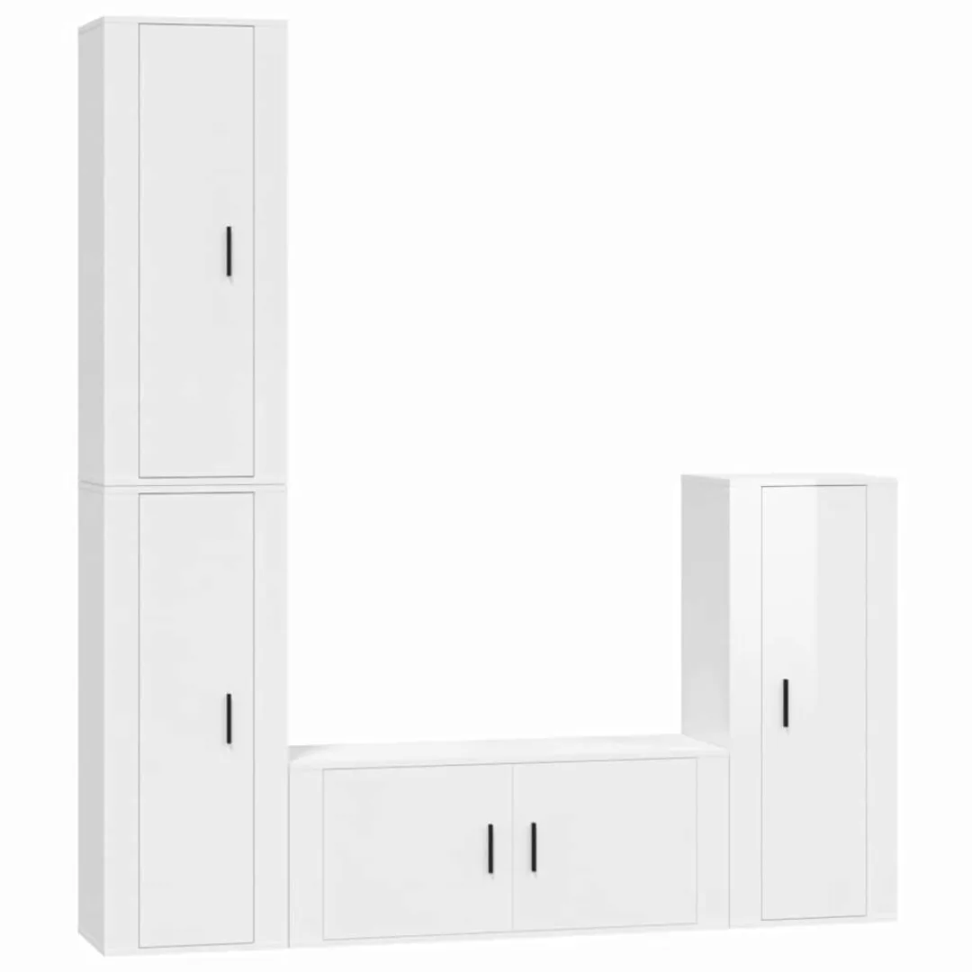 Vidaxl 4-tlg. Tv-schrank-set Hochglanz-weiß Holzwerkstoff günstig online kaufen