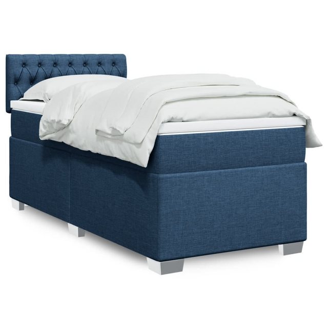 vidaXL Boxspringbett, Boxspringbett mit Matratze Blau 90x190 cm Stoff günstig online kaufen