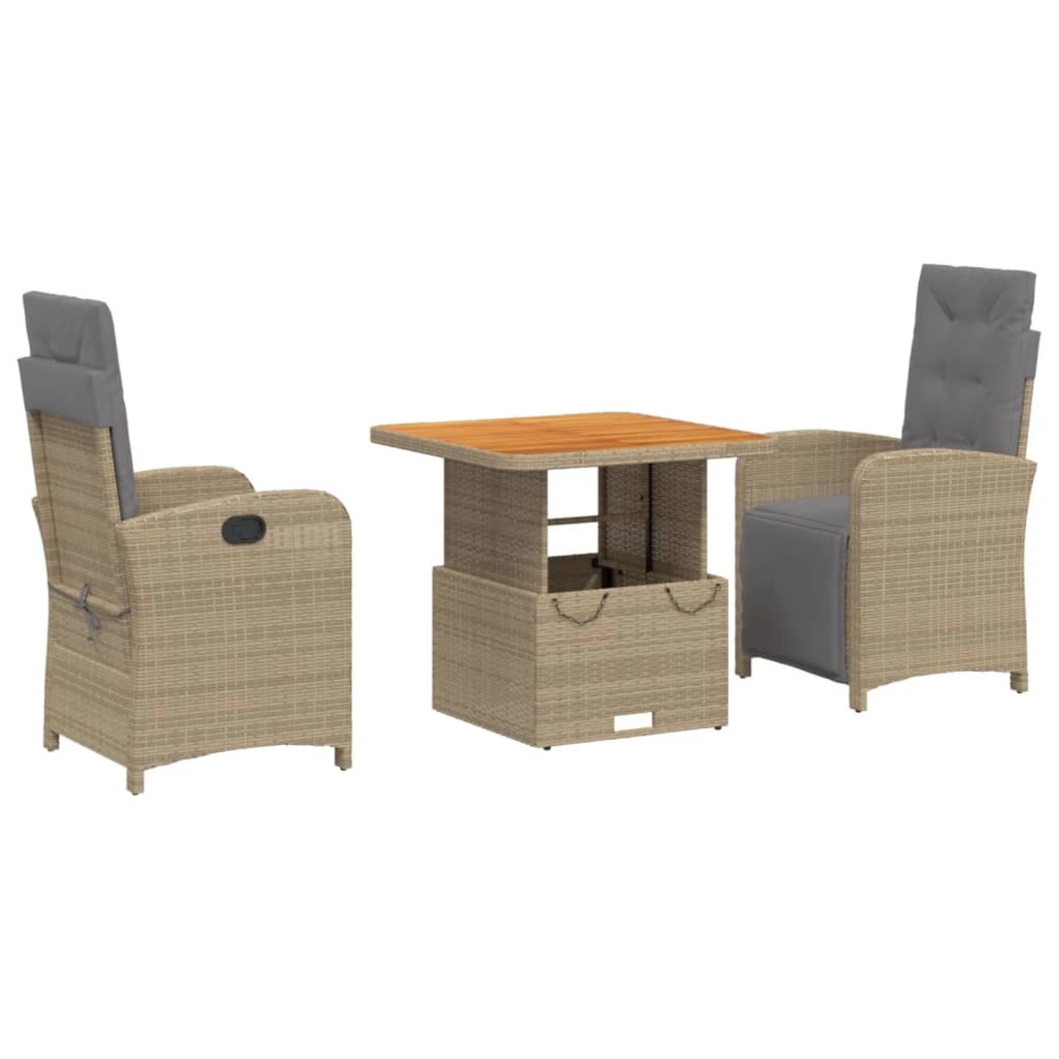 vidaXL 3-Tlg Garten-Essgruppe mit Kissen Beige Poly Rattan 3277363 günstig online kaufen