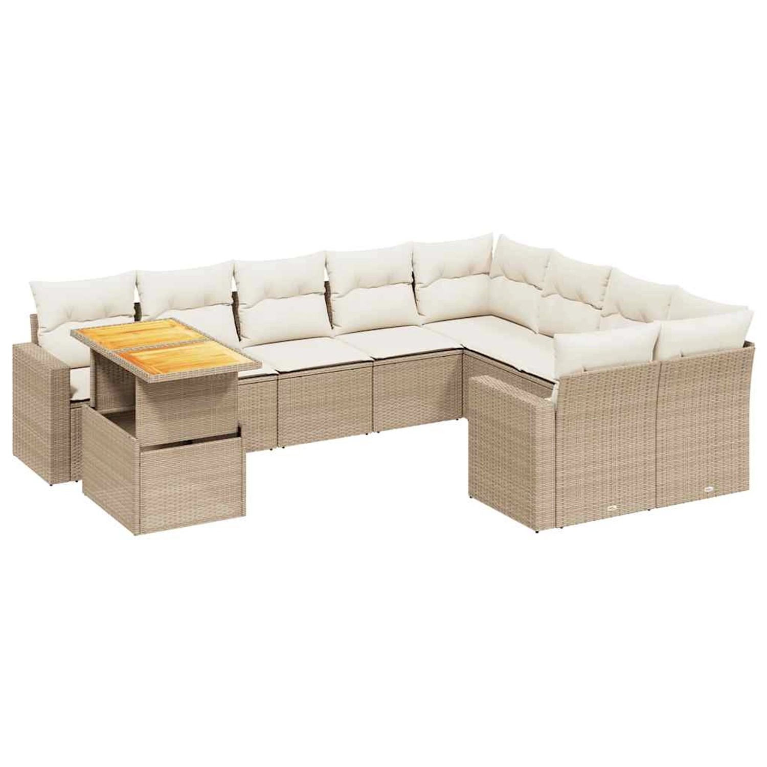 vidaXL 10-Tlg Garten-Sofagarnitur mit Kissen Beige Poly Rattan 3271478 günstig online kaufen