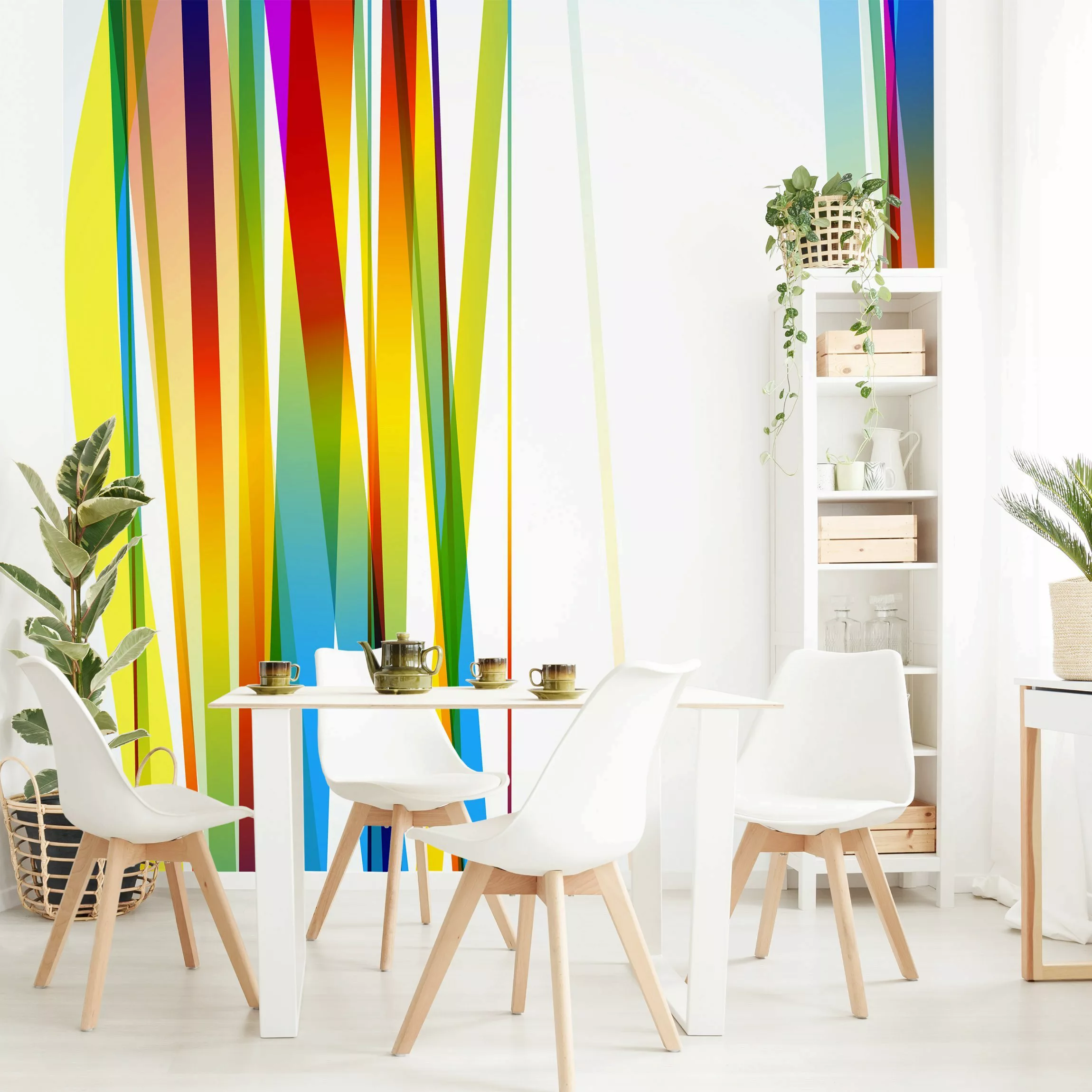 Bilderwelten Mustertapete Rainbow Stripes bunt Gr. 192 x 192 günstig online kaufen