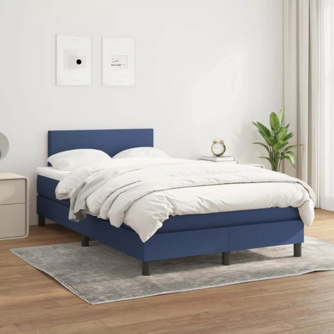 vidaXL Bettgestell Boxspringbett mit Matratze Blau 120x200 cm Stoff Bett Be günstig online kaufen