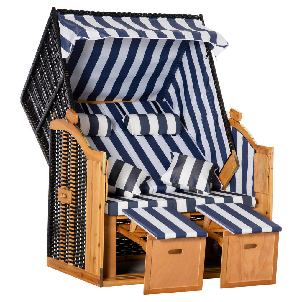 Outsunny Strandkorb blau Holz B/H/L: ca. 79x118x160 cm günstig online kaufen