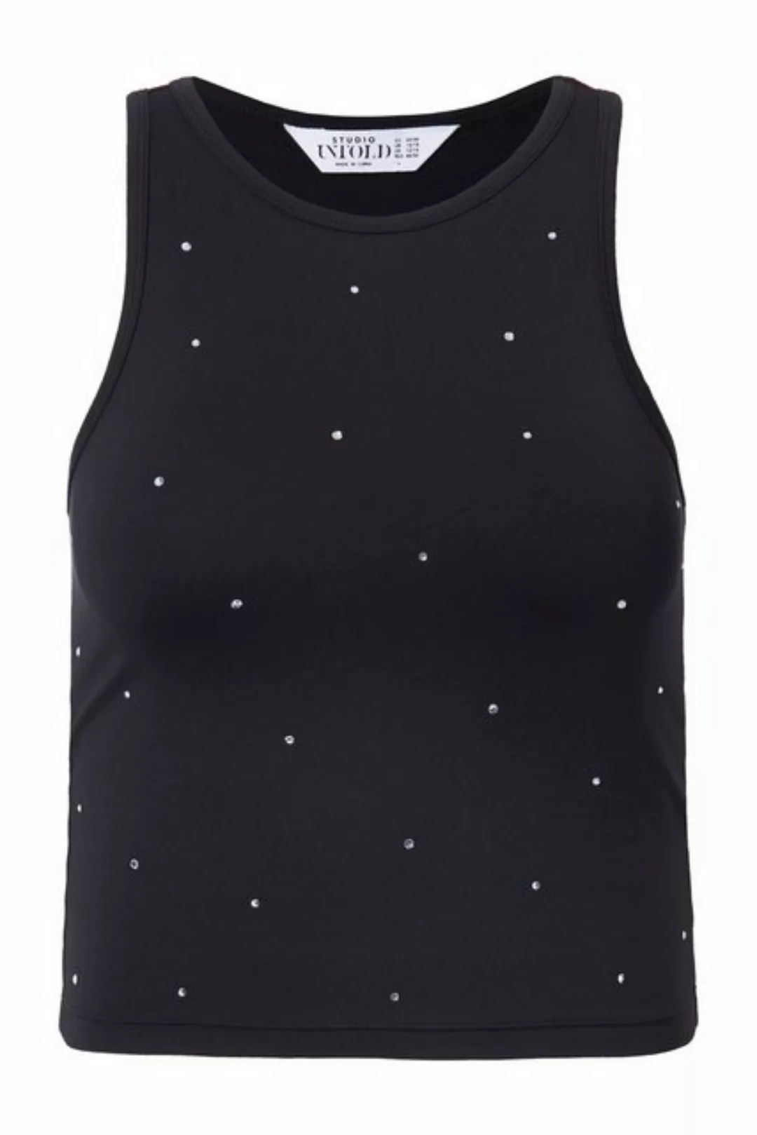 Studio Untold Longtop Crop-Top Slim Shape Glitzersteinchen günstig online kaufen