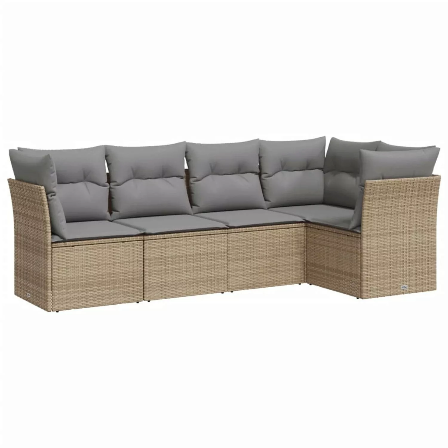 vidaXL 5-tlg Garten-Sofagarnitur mit Kissen Beige Poly Rattan Modell 46 günstig online kaufen