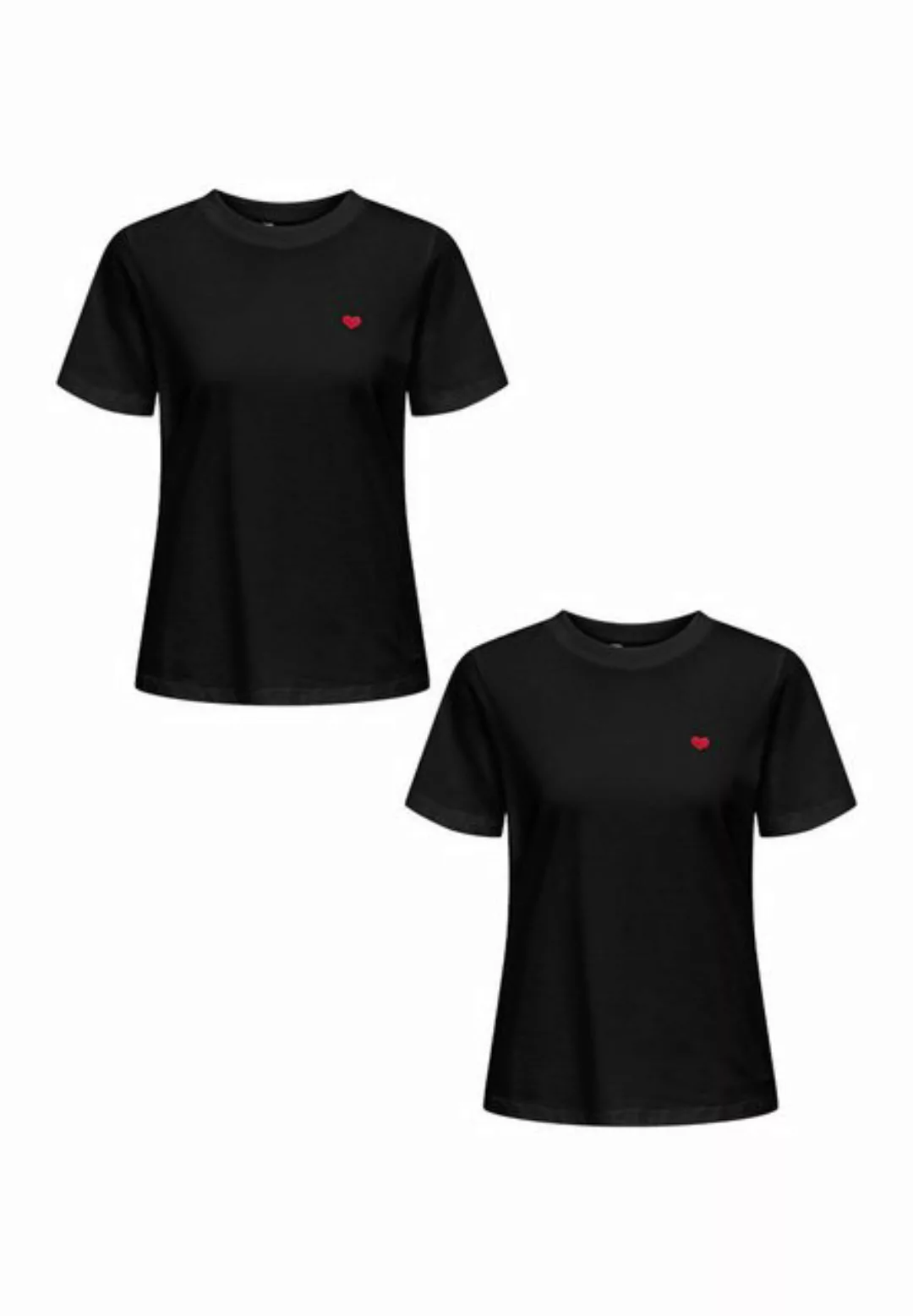 JACQUELINE de YONG T-Shirt T-Shirt 2er-Set Rundhals Kurzarn lockeres Baumwo günstig online kaufen