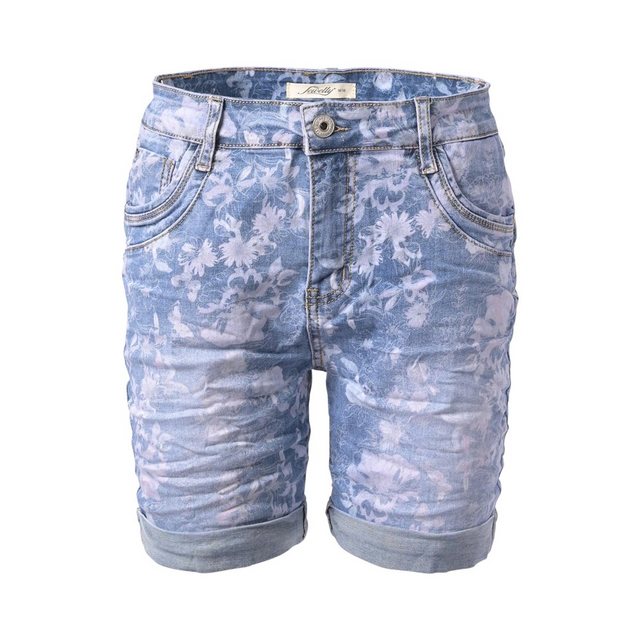 Jewelly Regular-fit-Jeans Jeans-Short Kurze Hose mit Blumen Print 26165 günstig online kaufen