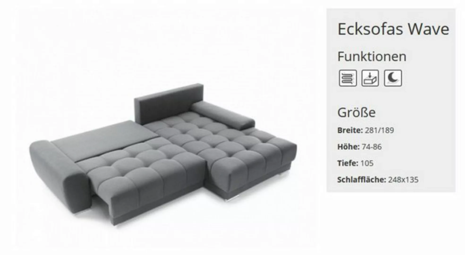 JVmoebel Ecksofa Textil Sofa Ecksofa Couch Wohnlandschaft Couchen Sofa, Mad günstig online kaufen