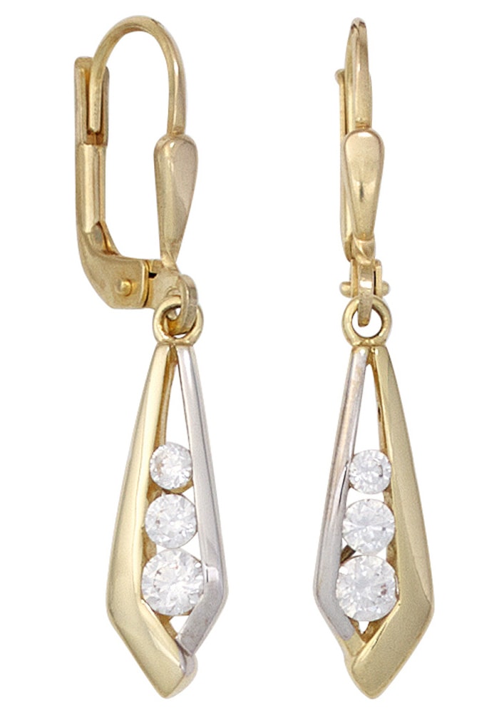 JOBO Paar Ohrhänger "Ohrringe in Bicolor-Optik mit Zirkonia", 333 Gold günstig online kaufen