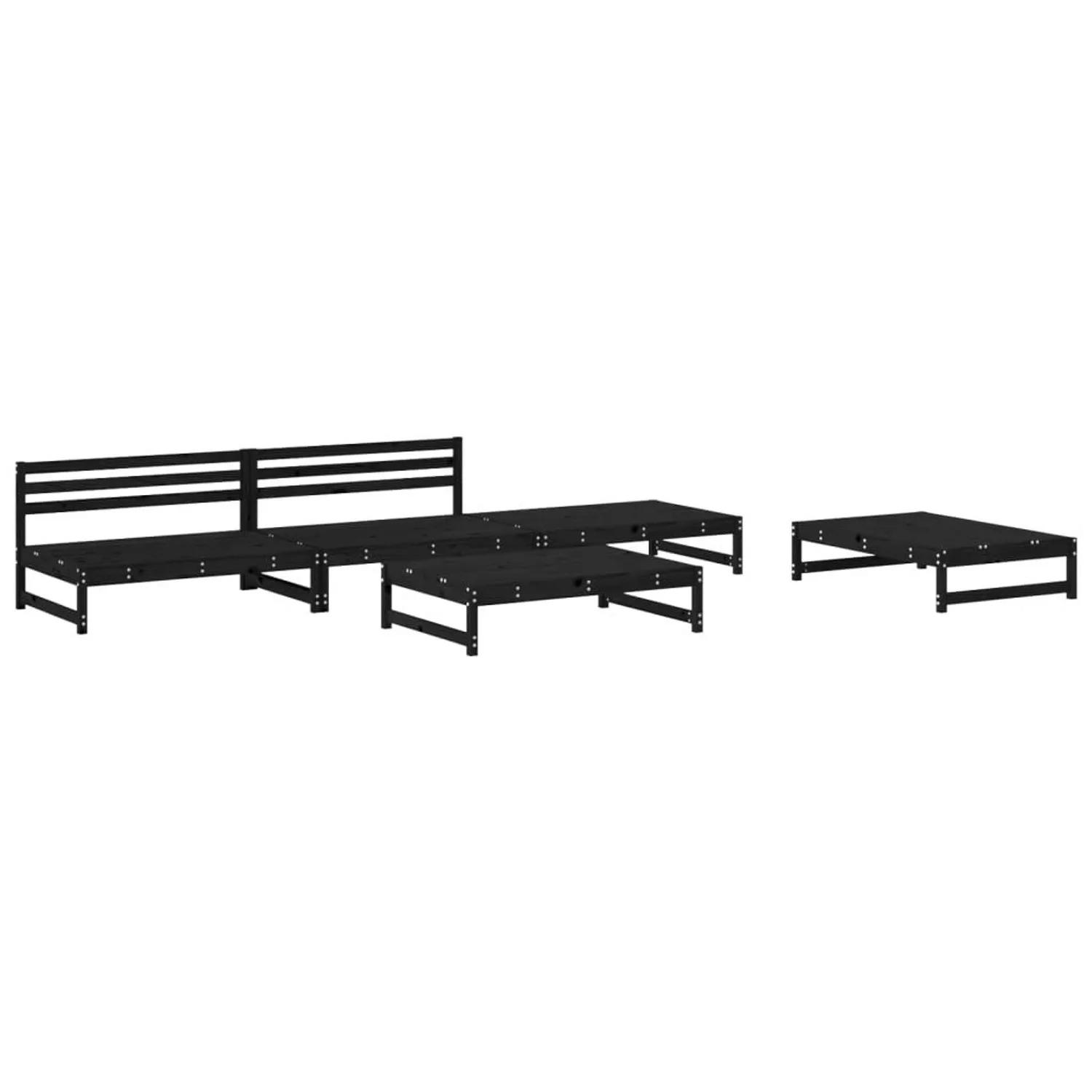 vidaXL 5-tlg Garten-Lounge-Set Schwarz Massivholz Kiefer Modell 19 günstig online kaufen