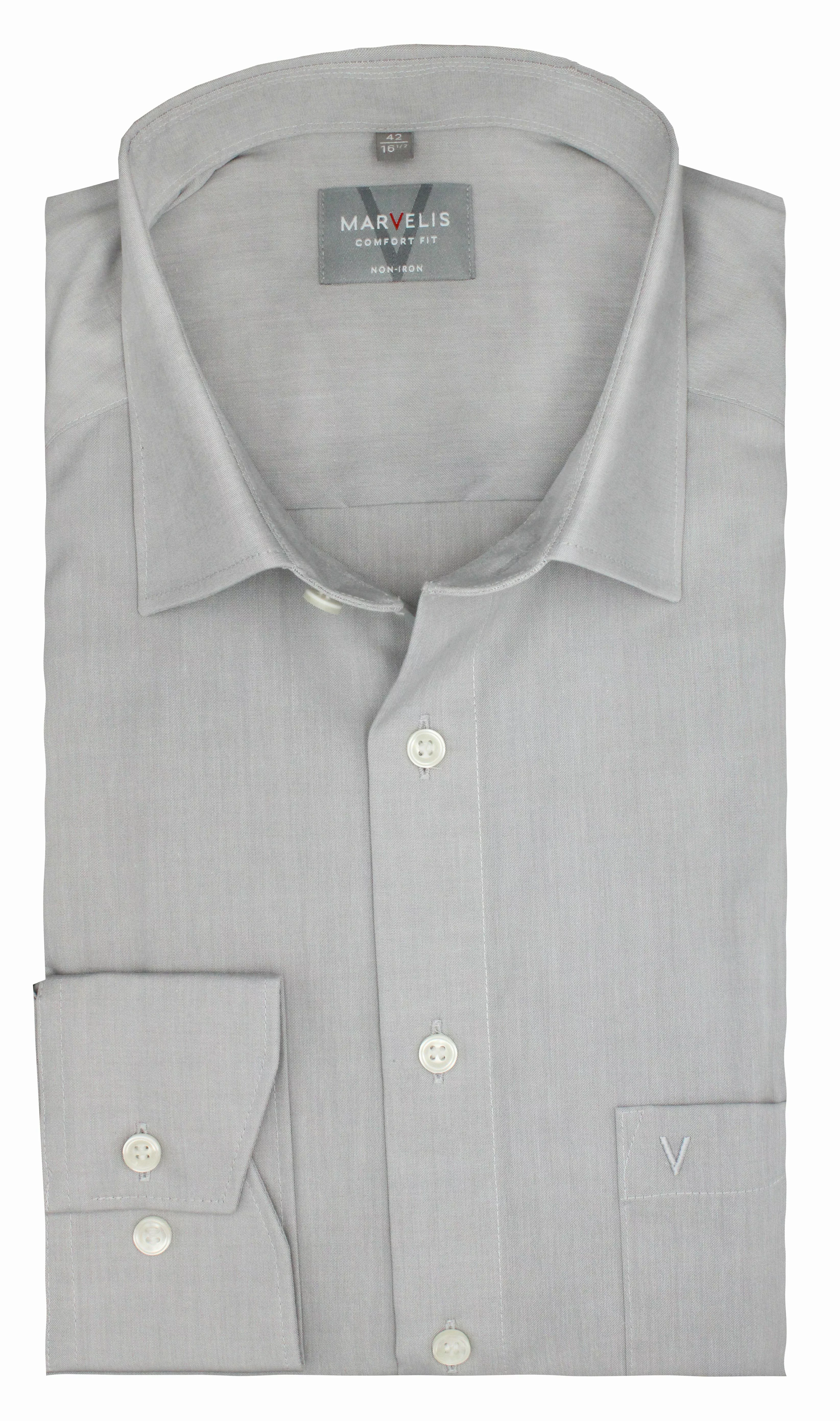MARVELIS Businesshemd Comfort Fit, Grau, Chambray, günstig online kaufen