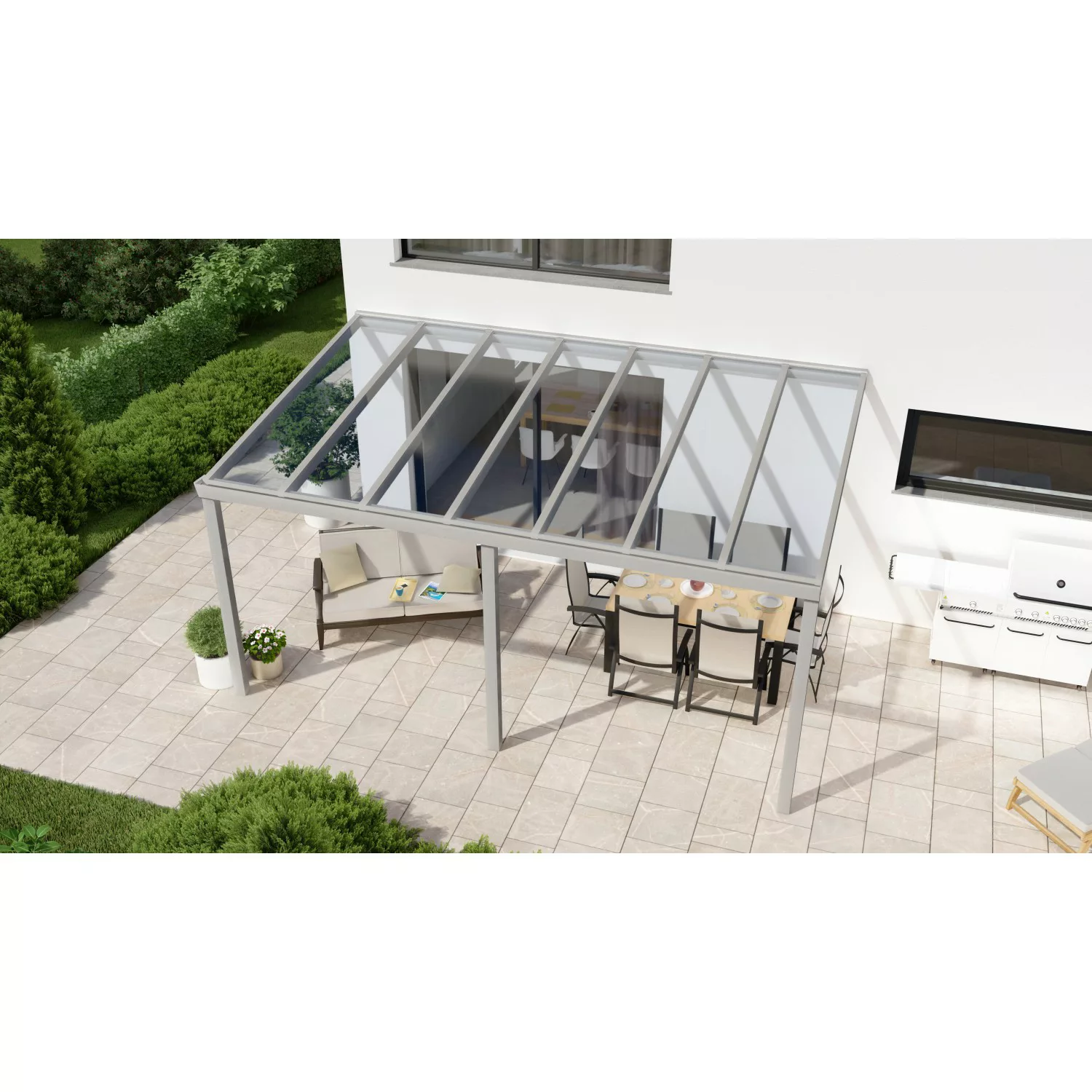 Terrassenüberdachung Professional 500 cm x 250 cm Grau Struktur Glas günstig online kaufen