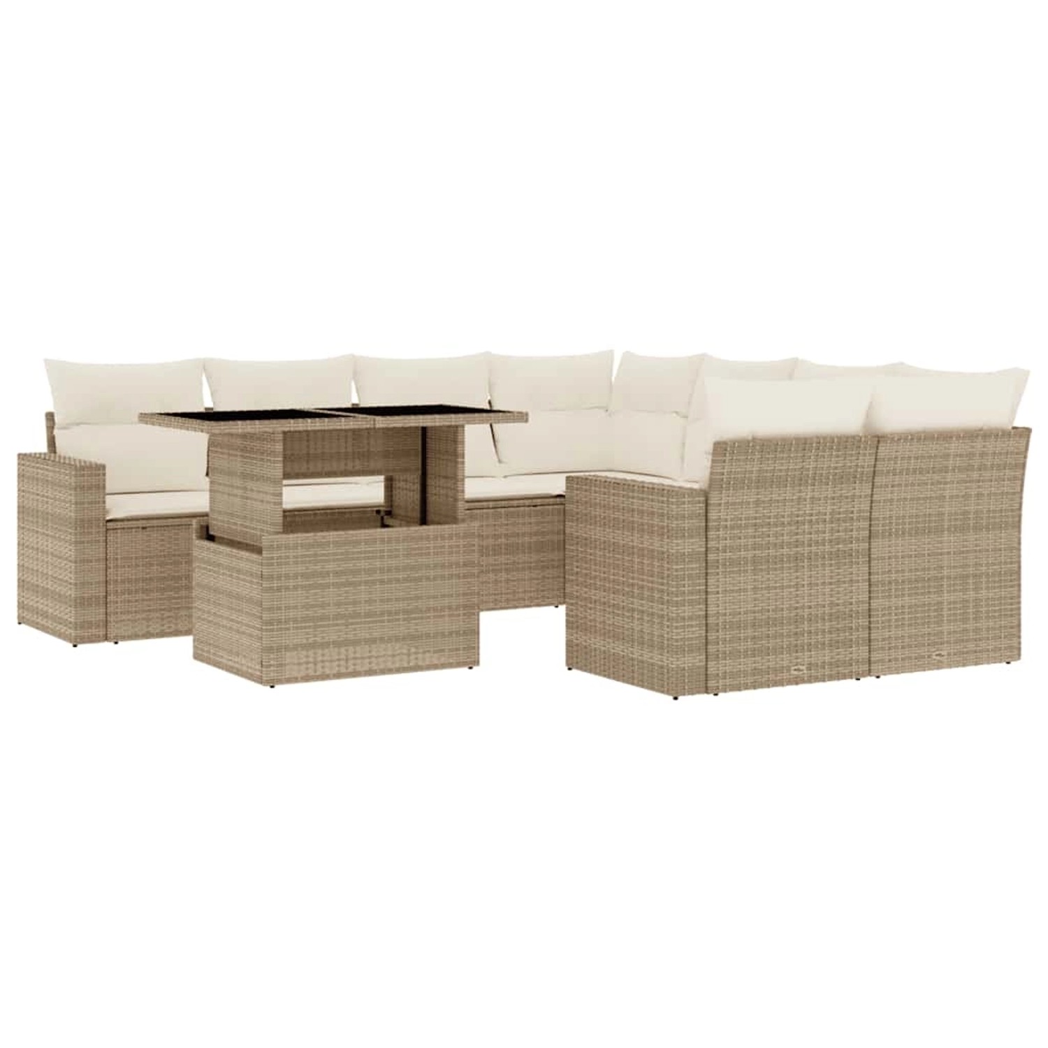 vidaXL 9-Tlg Garten-Sofagarnitur mit Kissen Beige Poly Rattan 3267168 günstig online kaufen