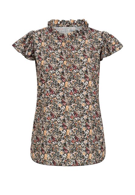 CLOUD 5IVE Langarmhemd CLOUD 5IVE Bluse mit 4er Knopfleiste und Blumen Prin günstig online kaufen