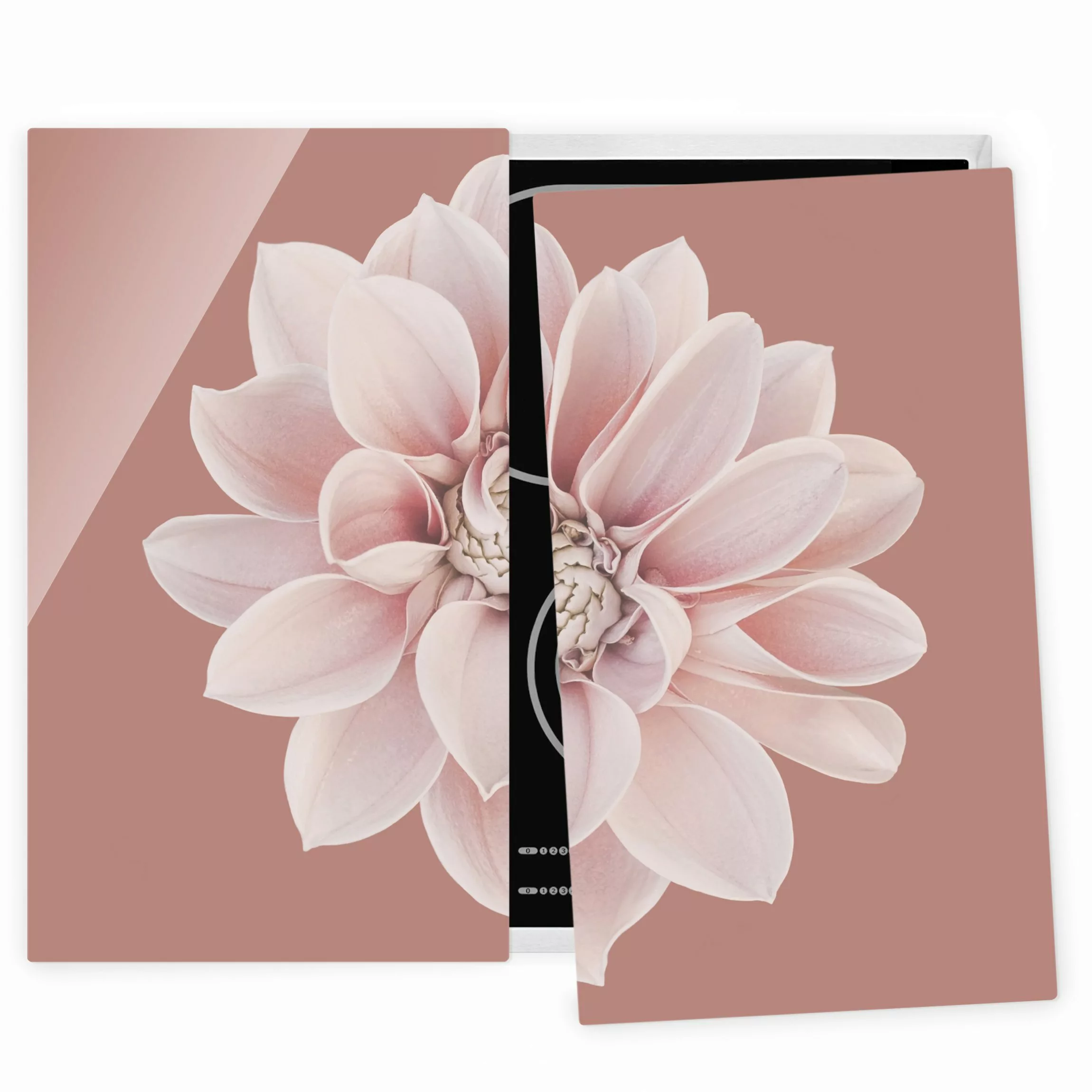 Herdabdeckplatte Blumen Dahlie Beigerot Rosa günstig online kaufen