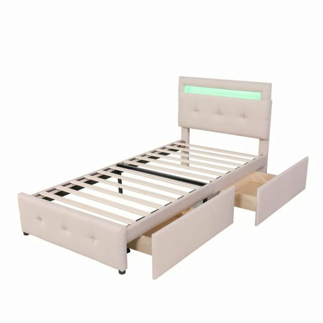 Rutaqian Polsterbett Einzelbett 90×200cm Jugendbett Kinderbett Gästebett (1 günstig online kaufen