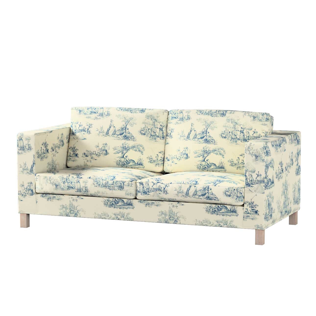 Bezug für Karlanda Schlafsofa, kurz, creme- blau, Bezug für Schlafsofa Karl günstig online kaufen