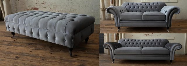 Xlmoebel Sofa 3+2-Sitzer Sofa Chesterfield aus Stoff mit Hocker - Komfortab günstig online kaufen