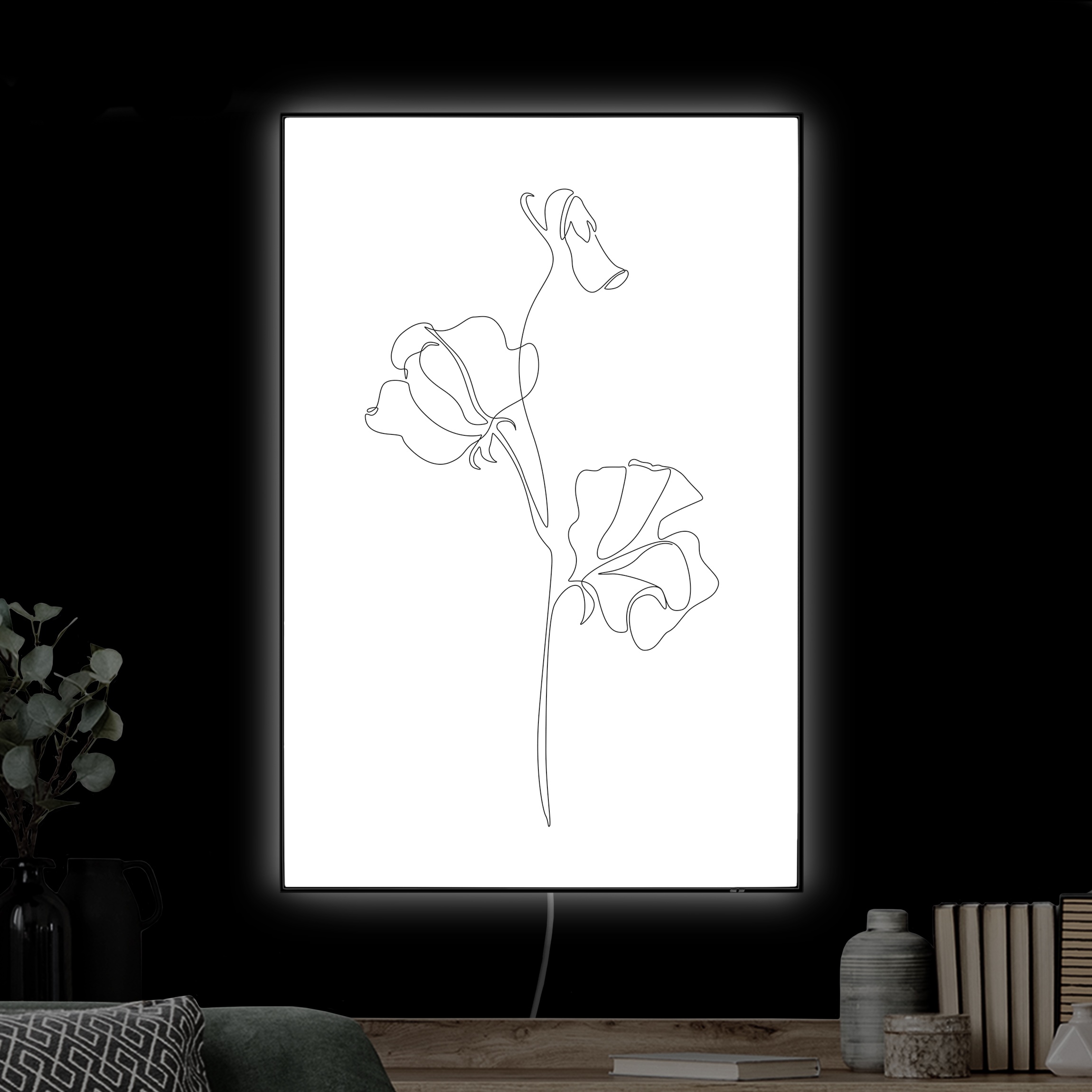 LED-Wechselbild Line Art Blumen - Erbsenpflanze günstig online kaufen