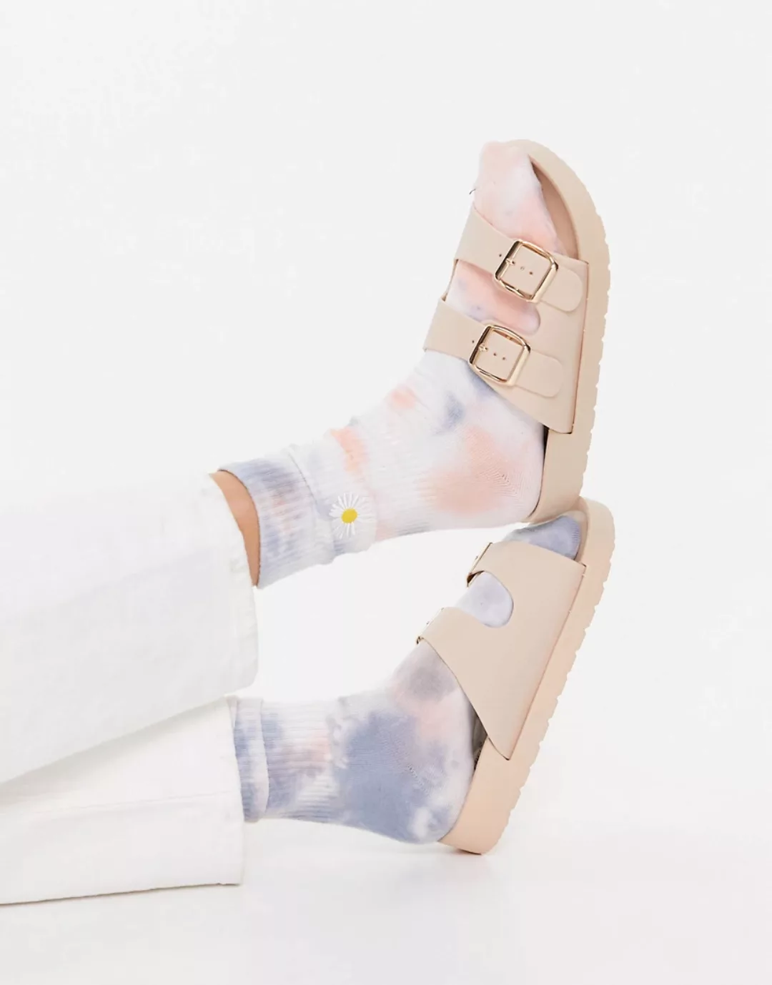 London Rebel – Sandalen mit Fußbett und zwei Schnallen-Mehrfarbig günstig online kaufen