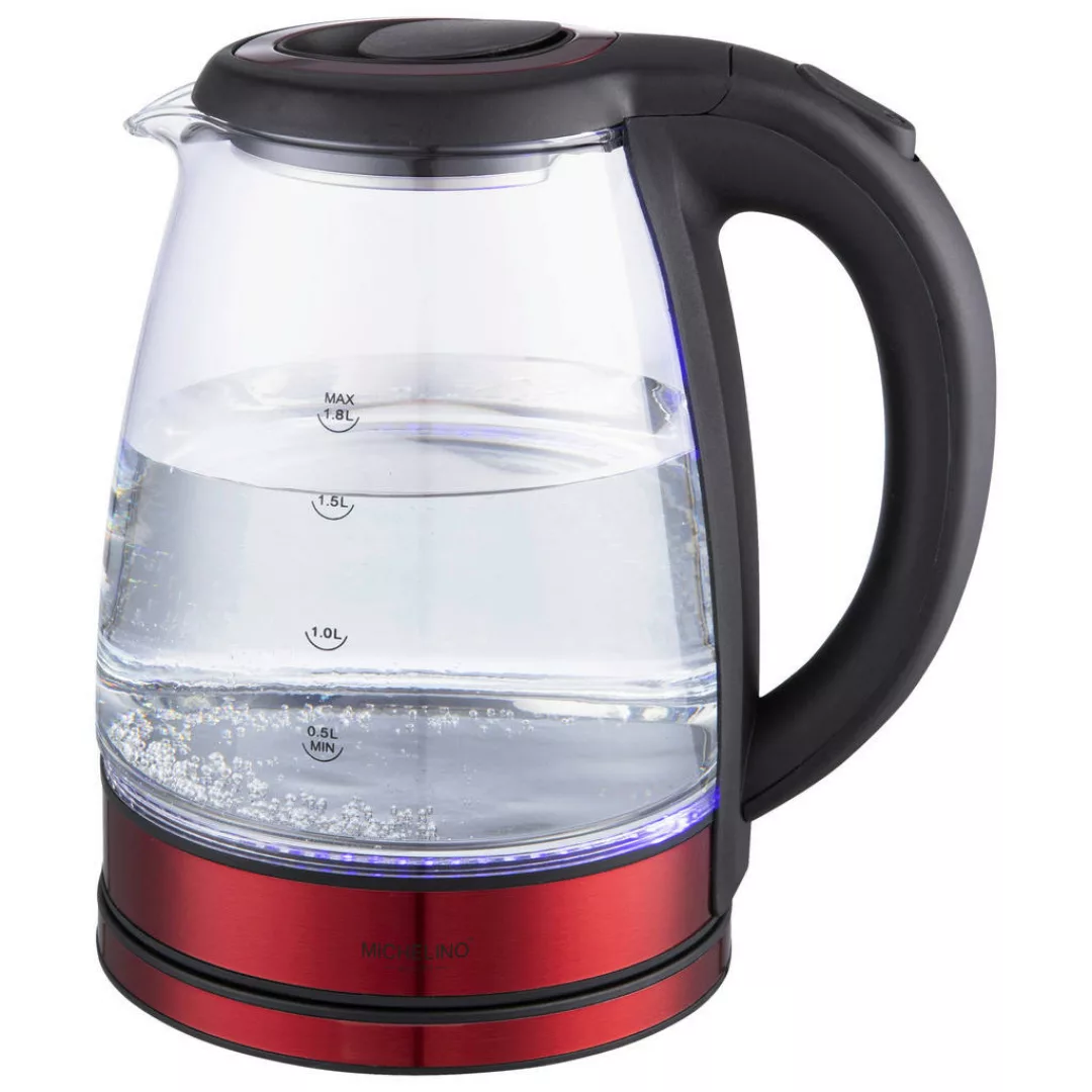 MICHELINO Glas-Wasserkocher 74354 schwarz rot Glas Edelstahl Kunststoff B/H günstig online kaufen
