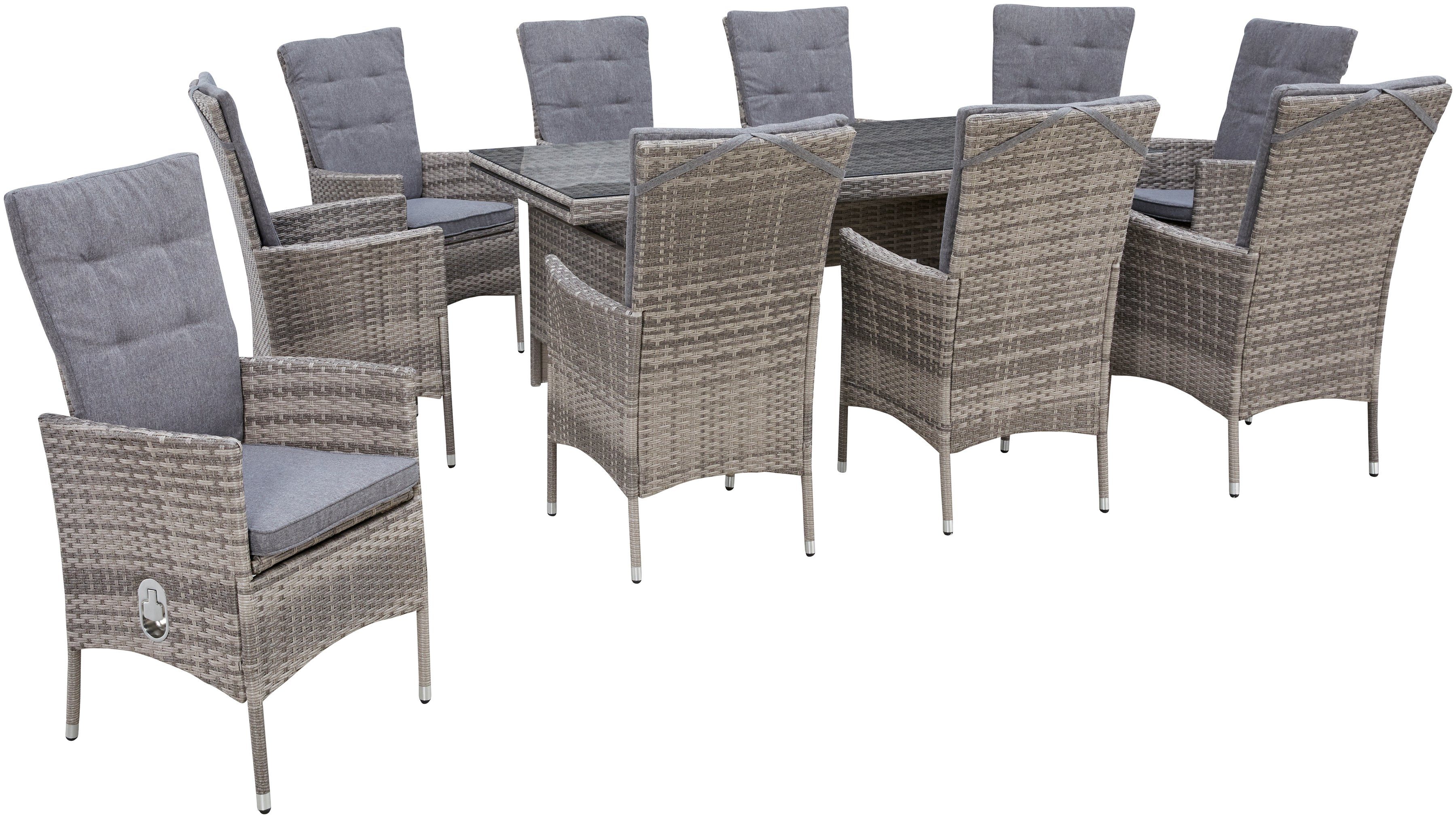 KONIFERA Garten-Essgruppe "Belluno", (Set, 21 tlg., 10x Sessel, 1x AZ-Tisch günstig online kaufen