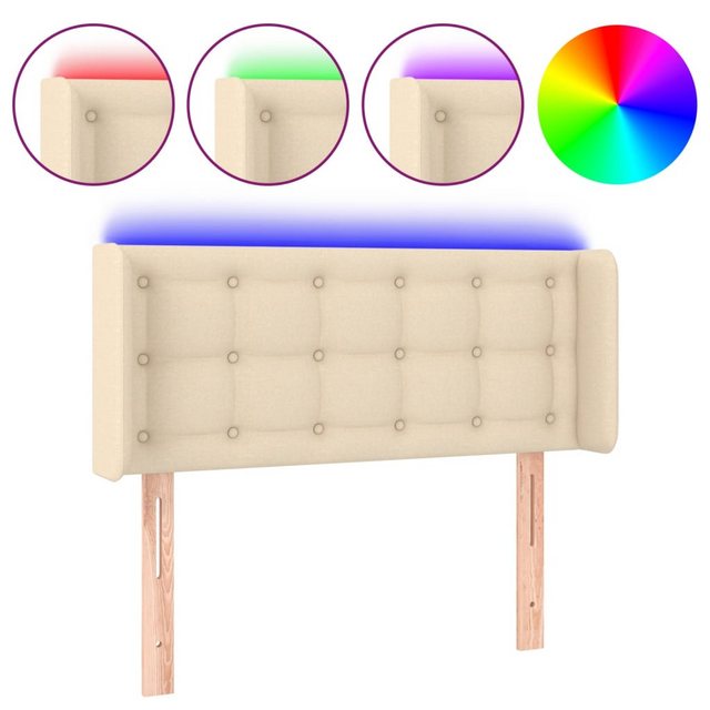 vidaXL Bett, LED Kopfteil Creme 83x16x78/88 cm Stoff günstig online kaufen