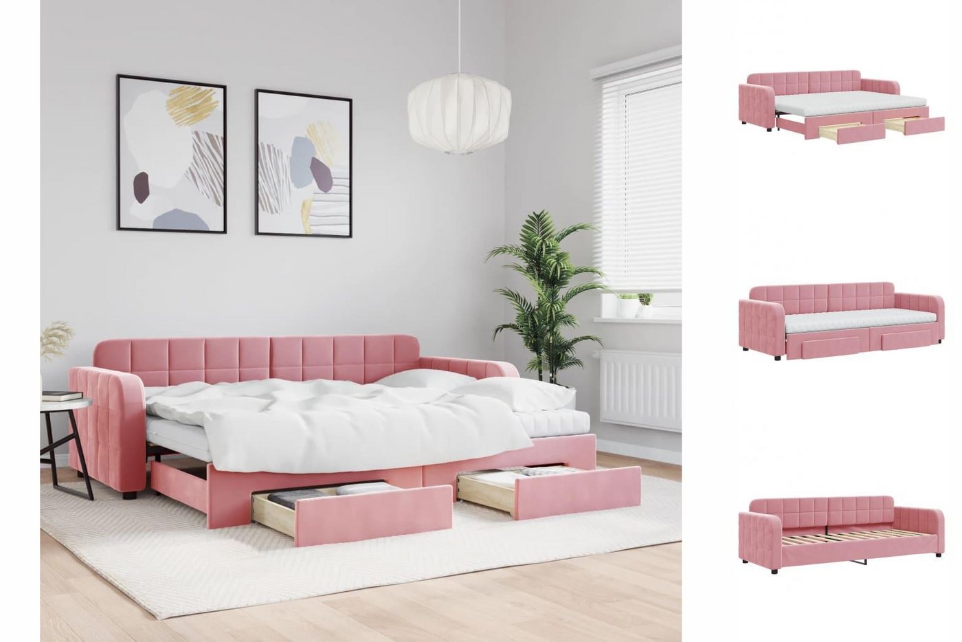 vidaXL Gästebett Gästebett Tagesbett Ausziehbar mit Schubladen Rosa 80x200 günstig online kaufen