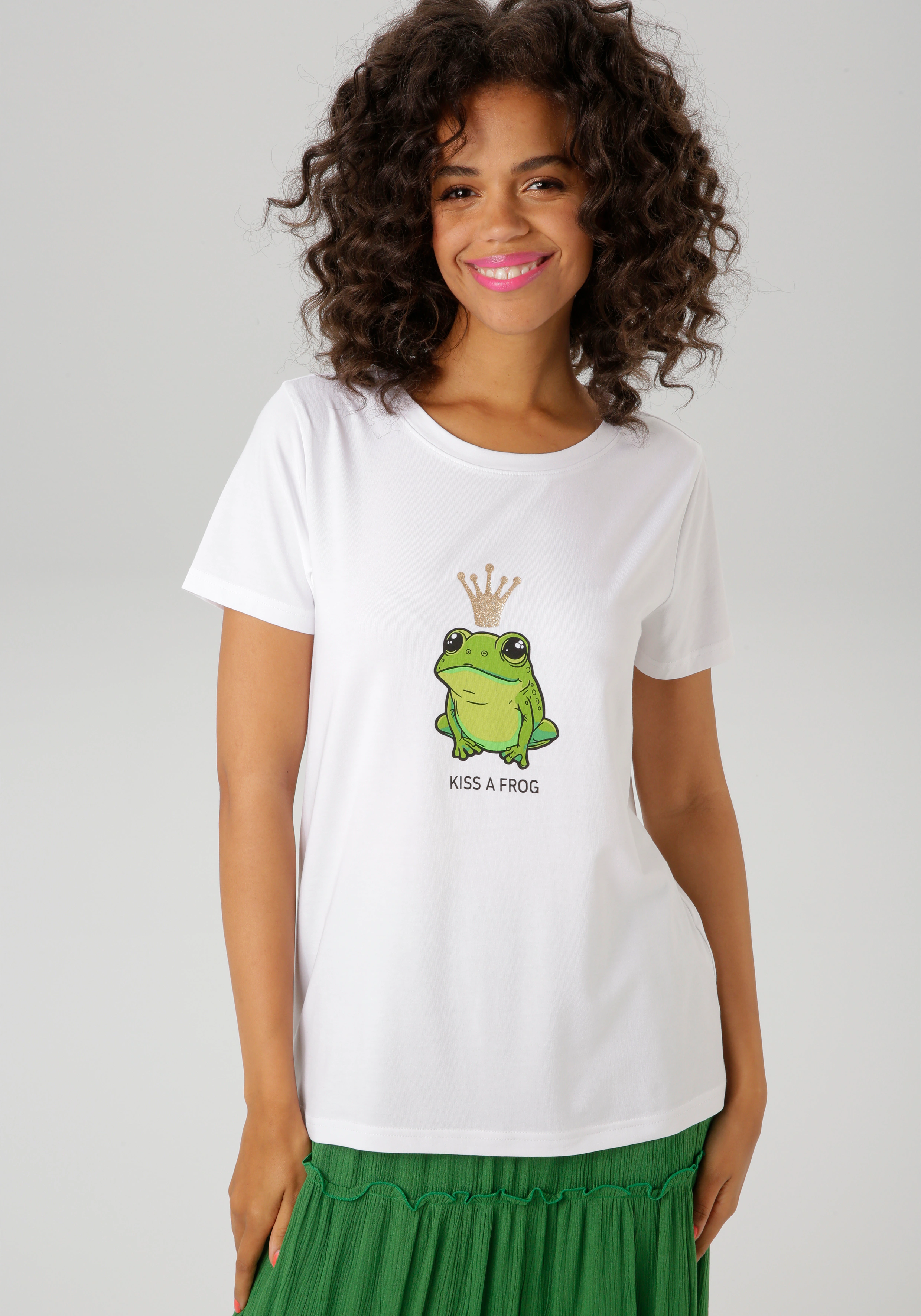 Aniston CASUAL T-Shirt, mit Frosch und glitzernder Krone bedruckt - NEUE KO günstig online kaufen