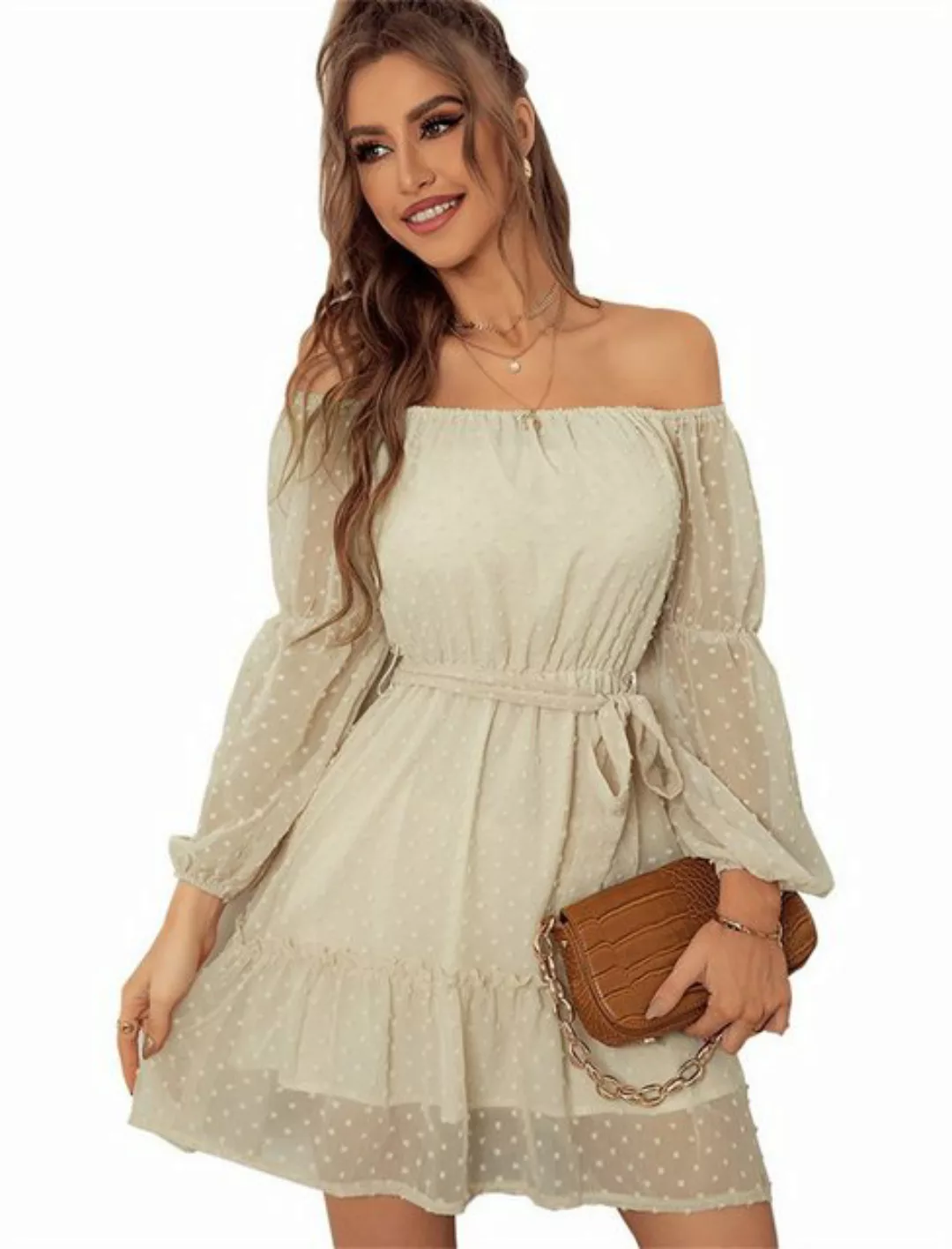 ZWY Sommerkleid Kurzes Ein-Schulter-Kleid für Damen, gepunktetes Kleid günstig online kaufen