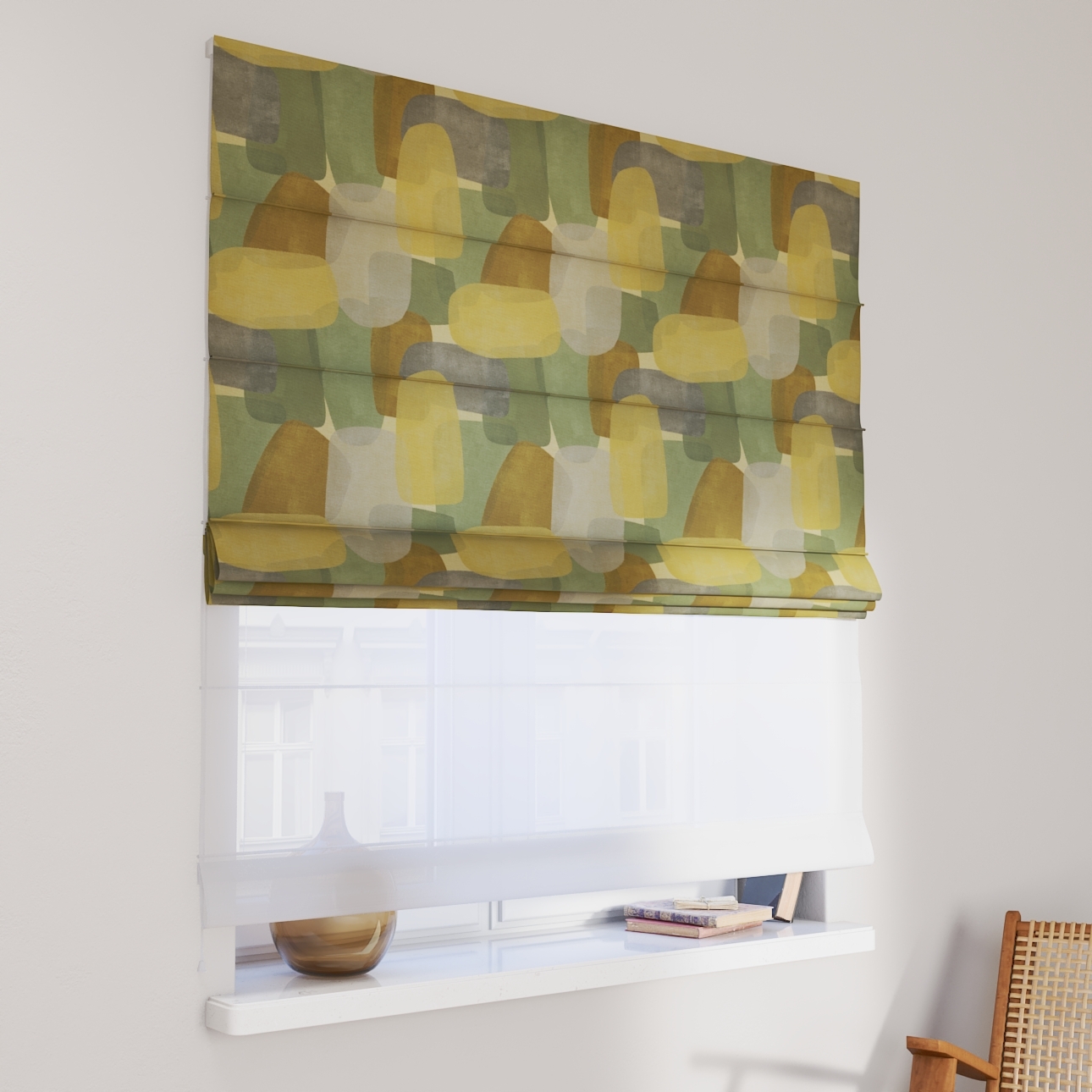Dekoria Doppelraffrollo Duo, grün-braun, 110 x 150 cm günstig online kaufen