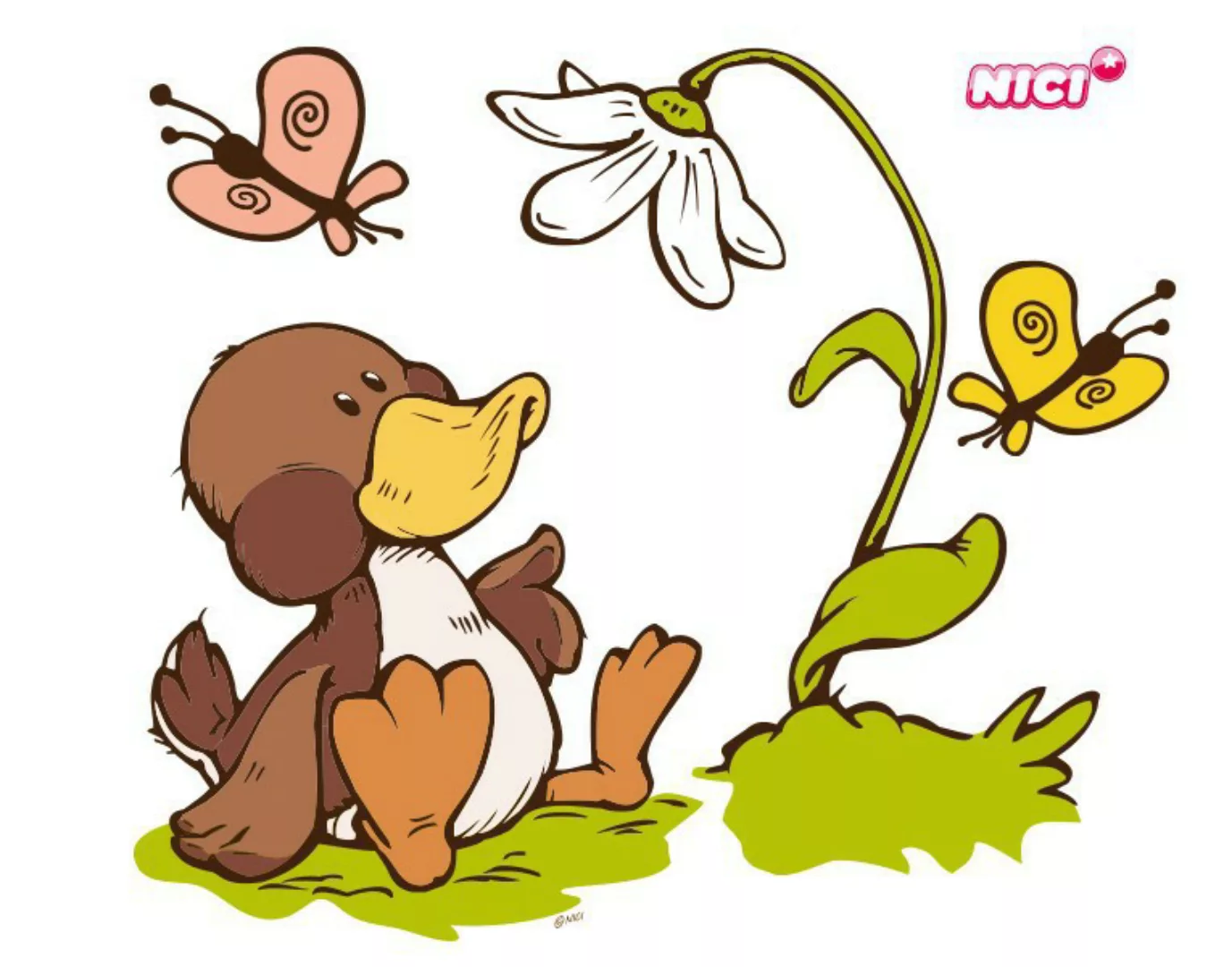 Wandtattoo Kinderzimmer NICI - Spring - Ente unter Blume günstig online kaufen