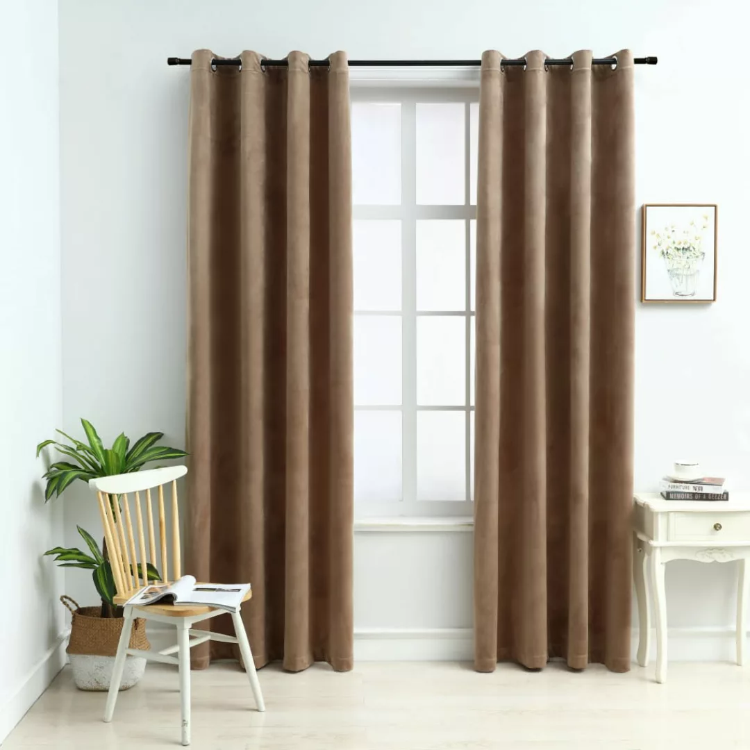 Verdunkelungsvorhänge Mit Ãsen 2 Stk. Samt Beige 140x175 Cm günstig online kaufen