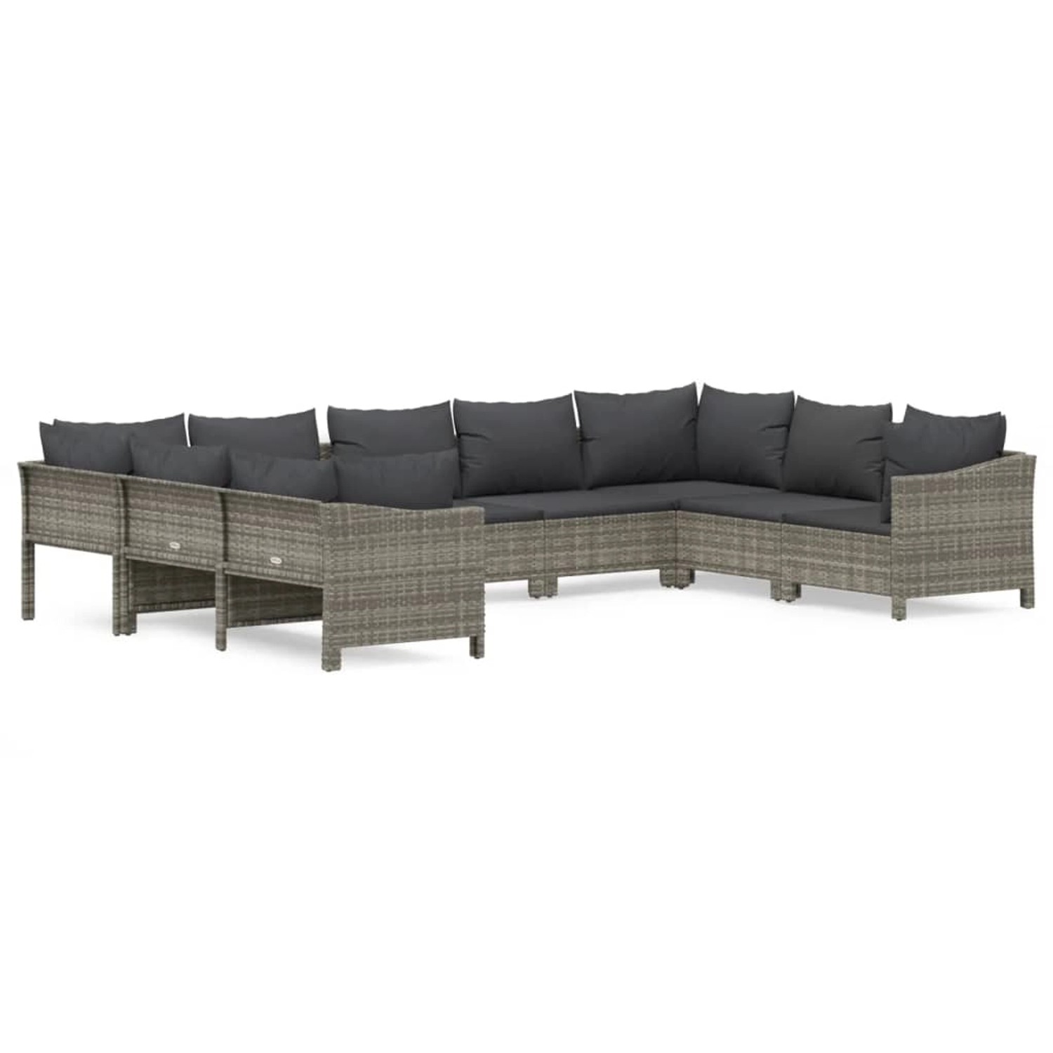 Vidaxl 9-tlg. Garten-lounge-set Mit Kissen Grau Poly Rattan günstig online kaufen