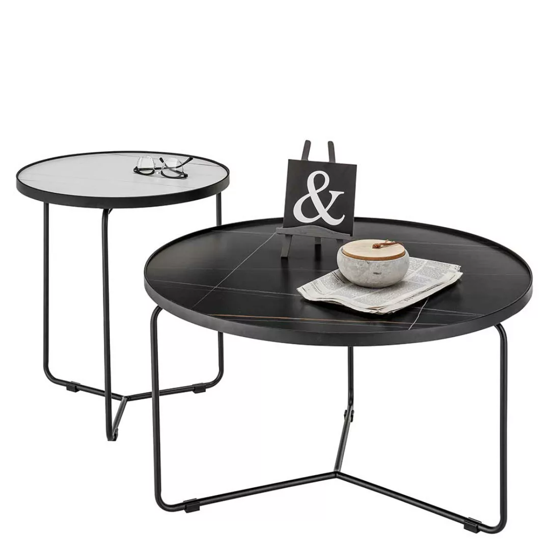 Designercouchtisch Set mit Keramikplatte Bügelgestell (zweiteilig) günstig online kaufen