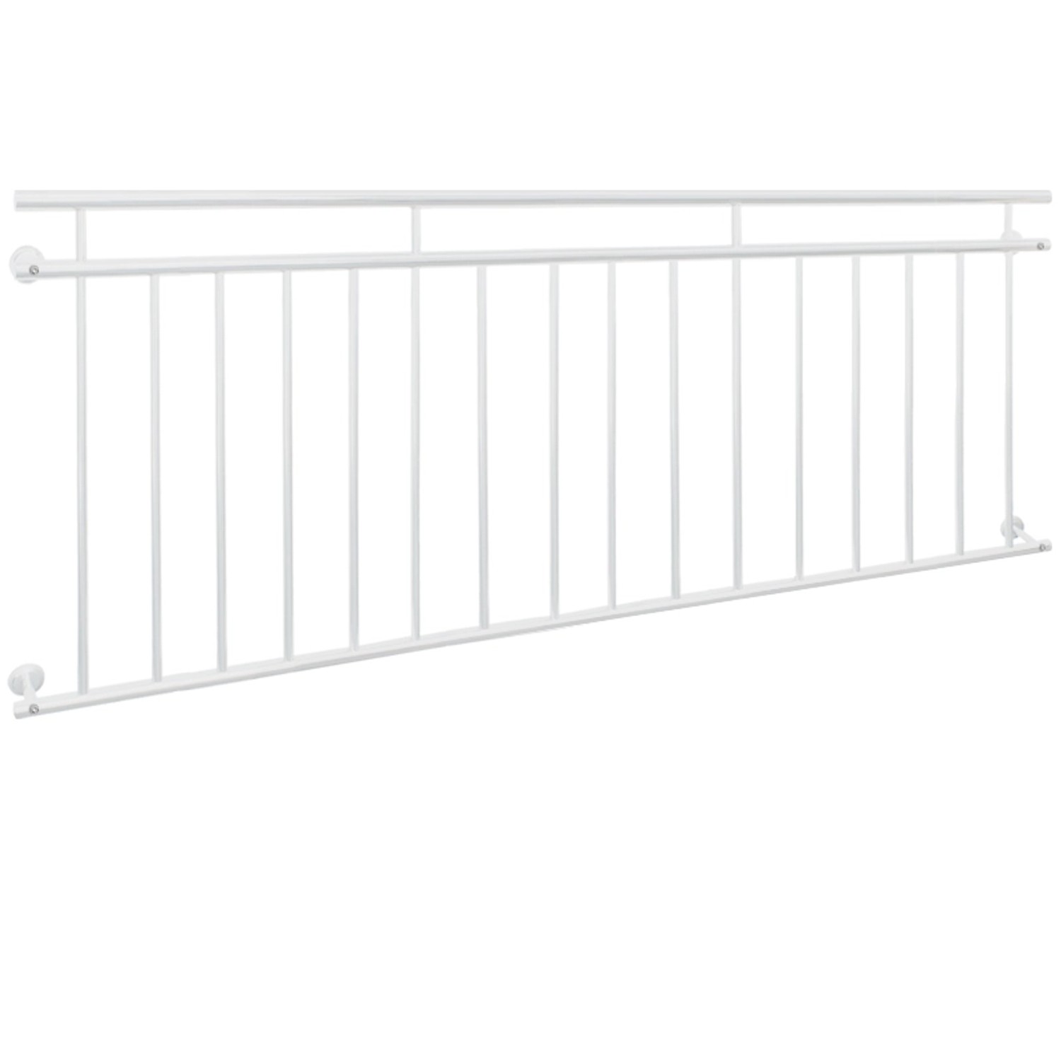 ECD Germany Französischer Balkon 225 x 90 cm mit 16 Füllstäben Weiß günstig online kaufen