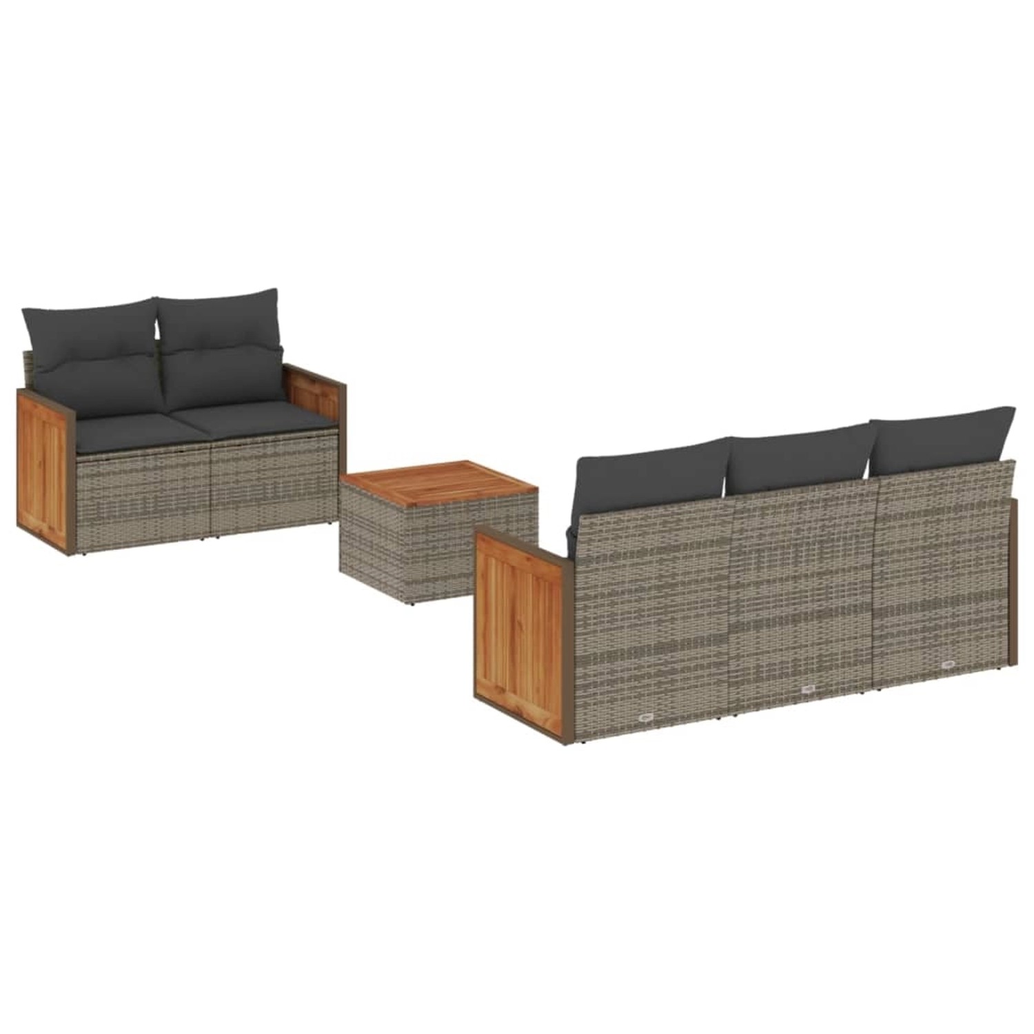 vidaXL 6-Tlg Garten-Sofagarnitur mit Kissen Grau Poly Rattan 3259869 günstig online kaufen