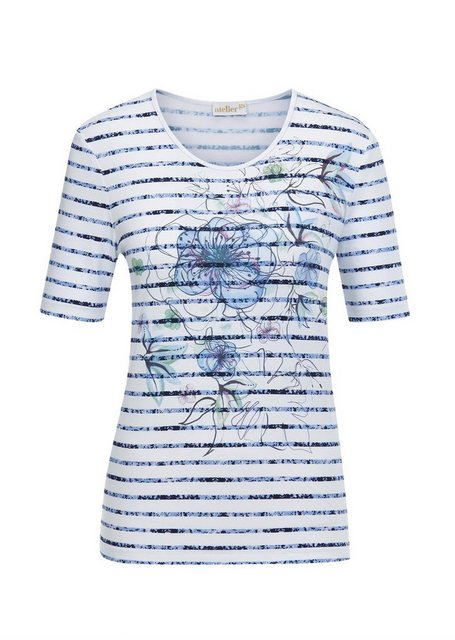 GOLDNER Print-Shirt Bequemes Druckshirt in Blumen-Ringeloptik günstig online kaufen