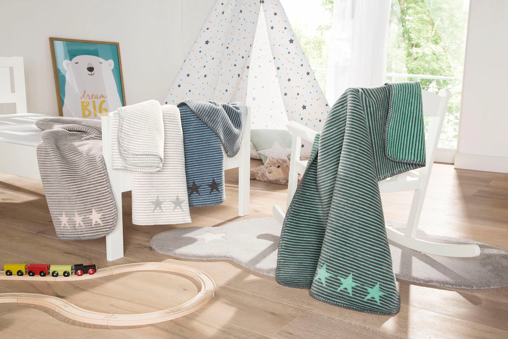 IBENA Babydecke »Lelu«, mit Streifen und Sternen ausgestattet, Kuscheldecke günstig online kaufen