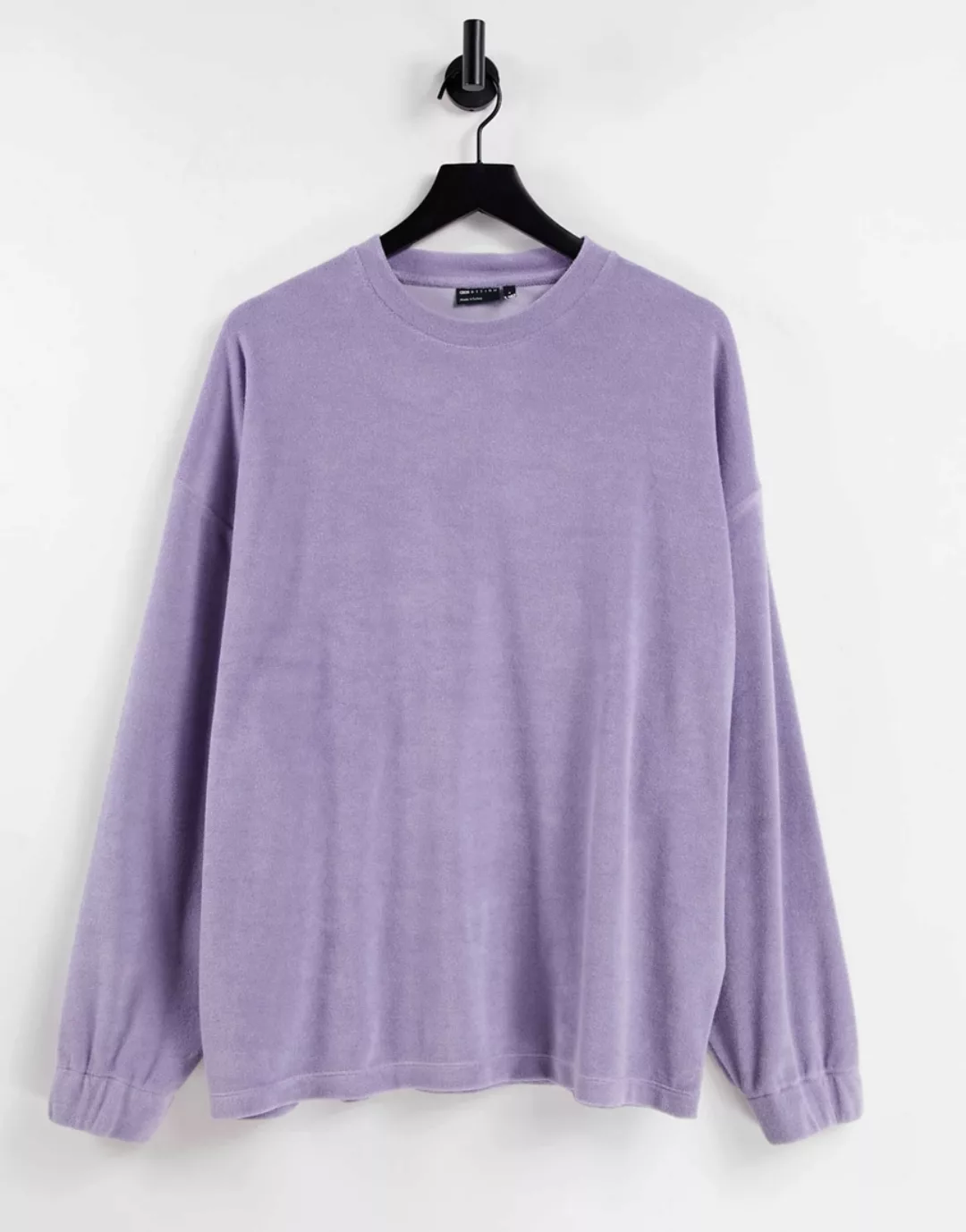 ASOS DESIGN – Langärmliges Oversize-Shirt aus Frottee in Flieder-Violett günstig online kaufen