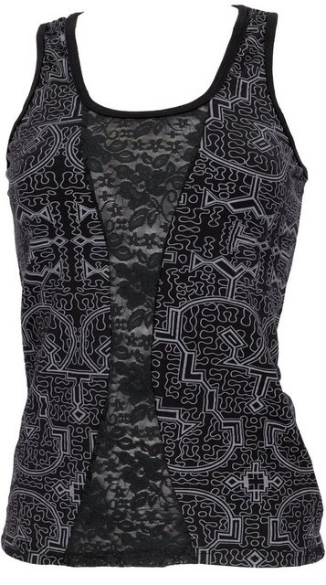 Guru-Shop T-Shirt Goa Psytrance Tank Top mit Spitze, YogaTop -.. Festival, günstig online kaufen