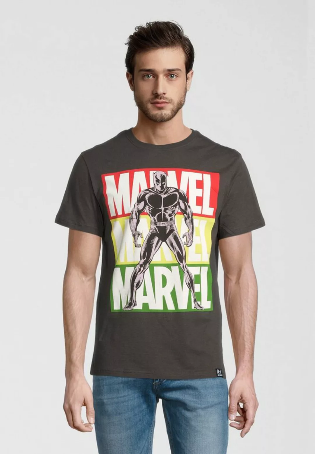 Recovered T-Shirt Marvel Black Panther Pop Art Black GOTS zertifizierte Bio günstig online kaufen