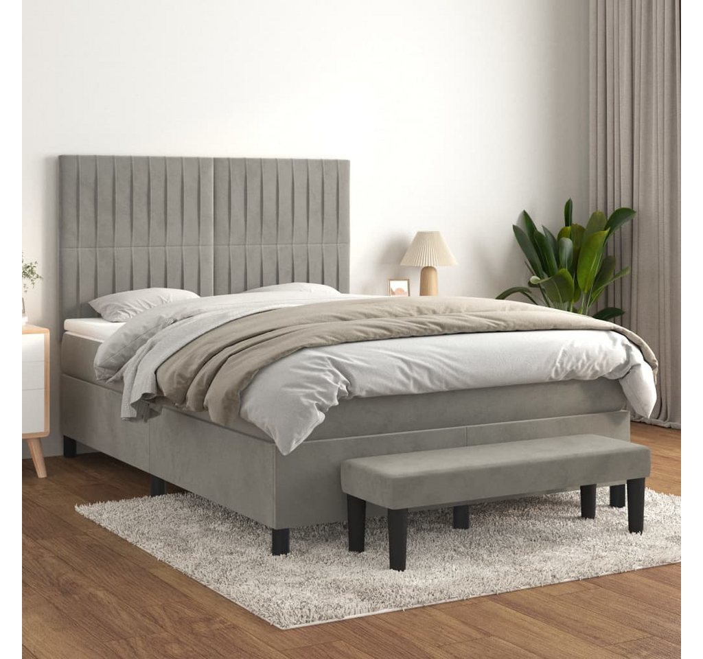 vidaXL Boxspringbett Boxspringbett mit Matratze und Fusshocker Samt (140 x günstig online kaufen