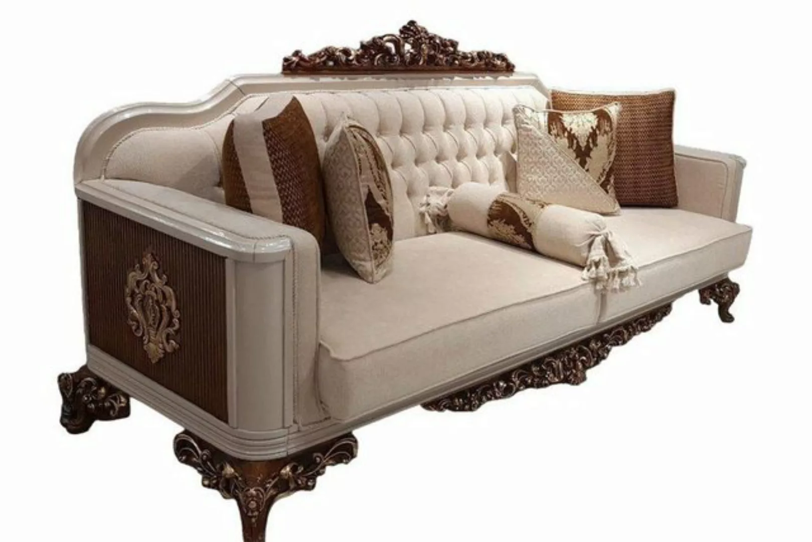 JVmoebel Sofa, Beiger luxus Dreisitzer Chesterfield Design Sofa Gold Neu günstig online kaufen