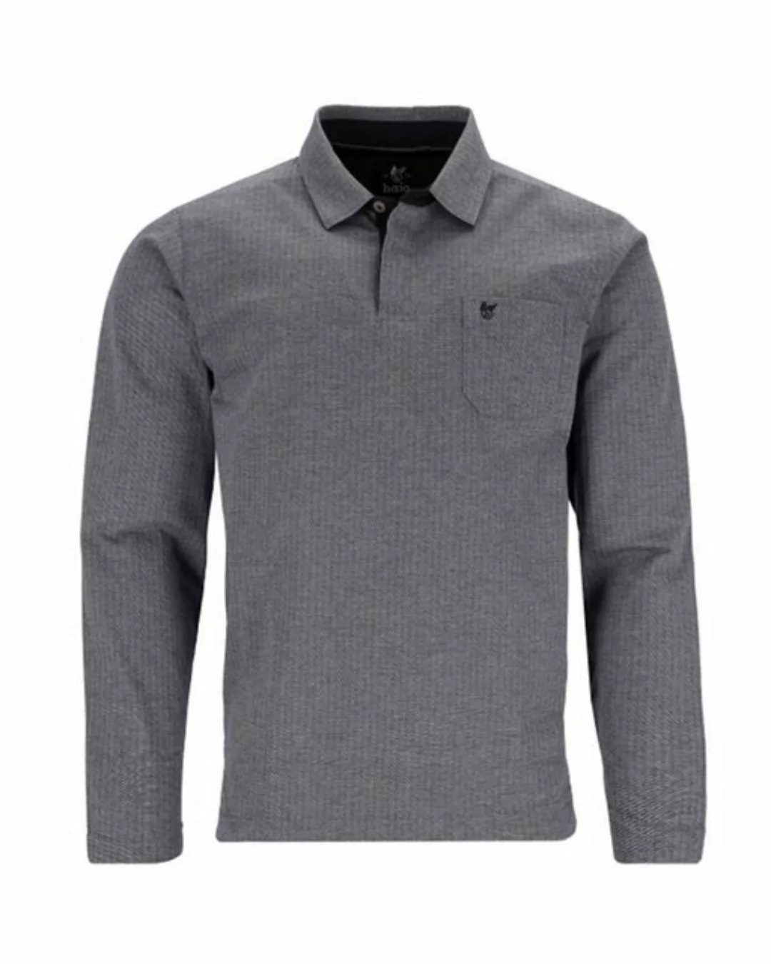 Hajo Langarm-Poloshirt Jacquard-Polo mit verdeckter Knopfleiste günstig online kaufen