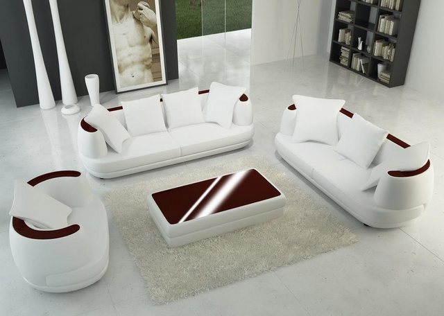 JVmoebel Sofa Luxus Design Sofagarnitur Klassische Leder Couch Polster Neu, günstig online kaufen