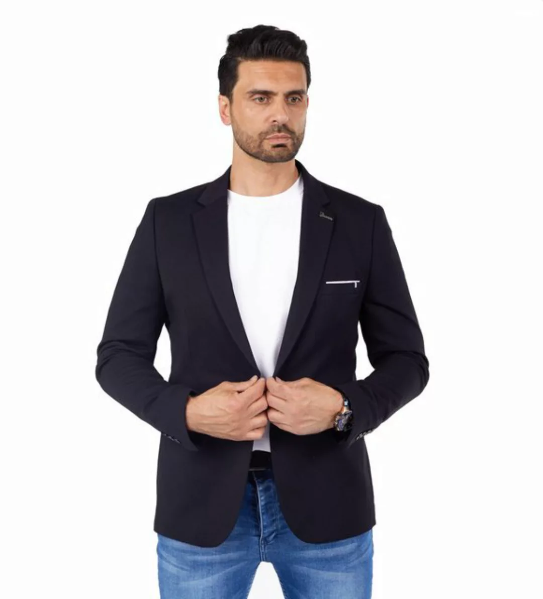 Denim Distriqt Jerseyblazer Sportliches Jersey Übergrößen Sakko mit Stretch günstig online kaufen