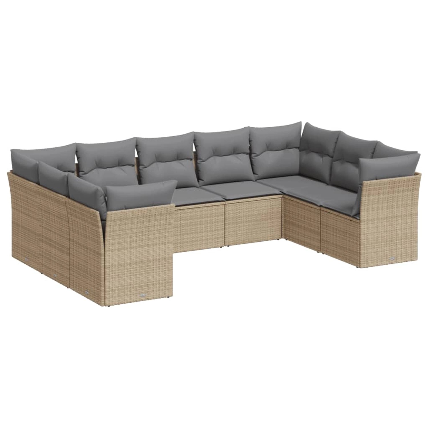 vidaXL 9-tlg Garten-Sofagarnitur mit Kissen Beige Poly Rattan Modell 44 günstig online kaufen