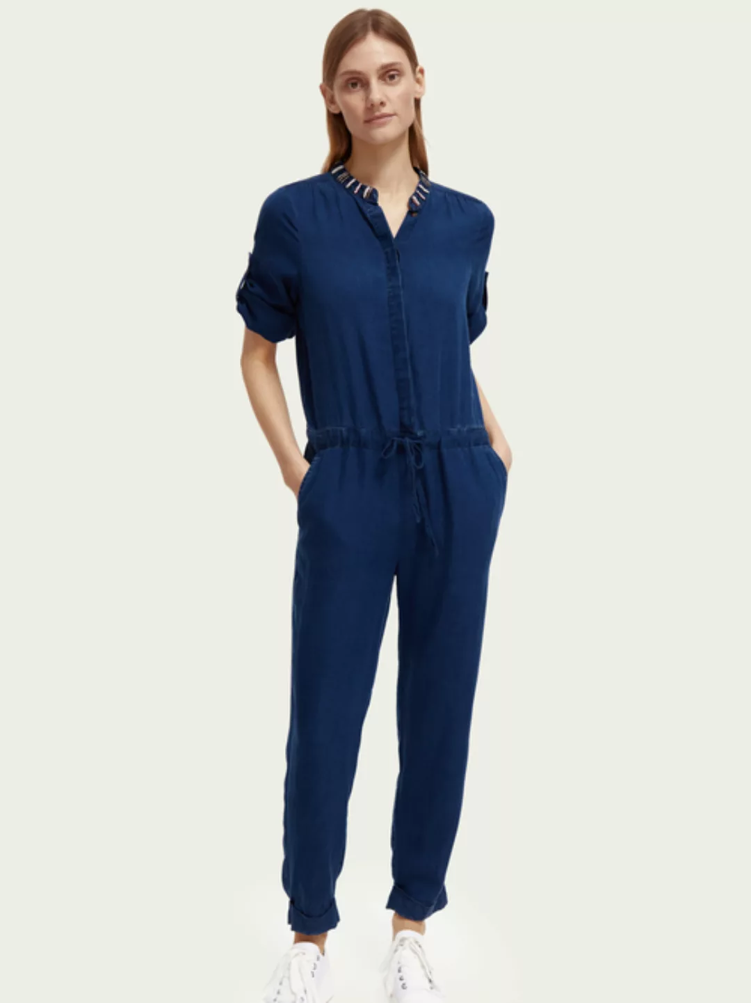 Beaded indigo jumpsuit günstig online kaufen